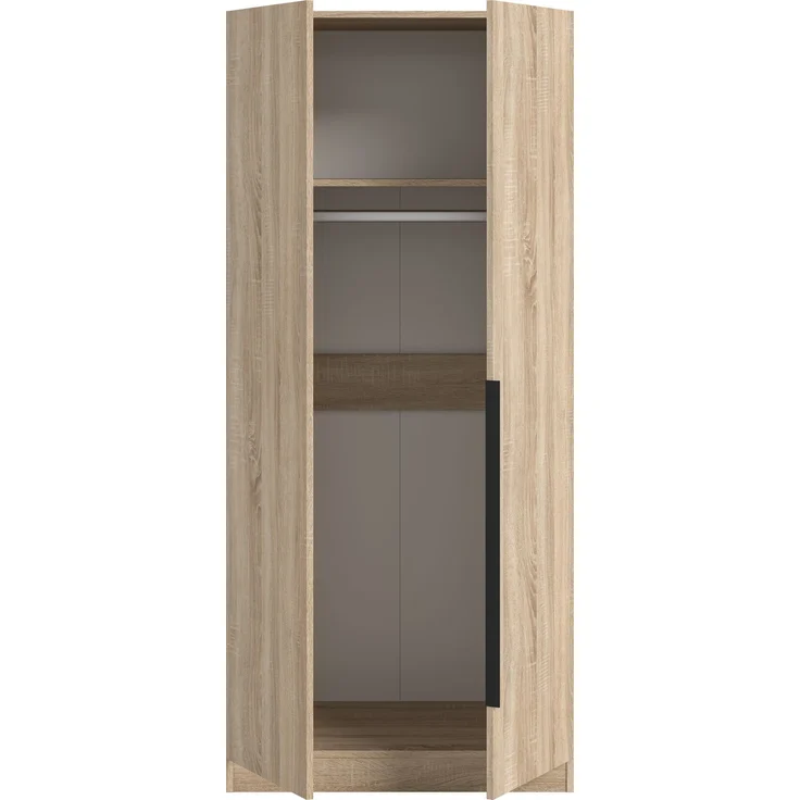 Kleiderschrank 2-türig (B/H/T: 80x180x52 cm) in Sonoma Eiche Nachbildung – Bild 3