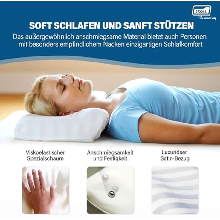 Sissel Nackenkissen Deluxe 63x33 x (10 - 12) cm Weiß SIS-110. 003 – Bild 6
