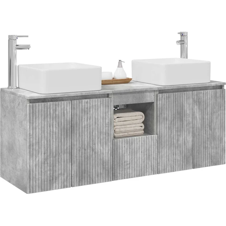 vidaXL Badezimmerschrank-Set 3 stk. Betongrau 135 x 35 x 80 cm 3405660 – Bild 3