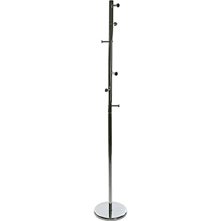 Versa Ruan Minimalistischer Garderobenständer für den Eingangsbereich, mit 6 Haken oder Kleiderbügeln für Kleidung oder Taschen, Maßnahmen (H x L x B) 174 x 28 x 28 cm, Metall, Farbe: Silber – Bild 4