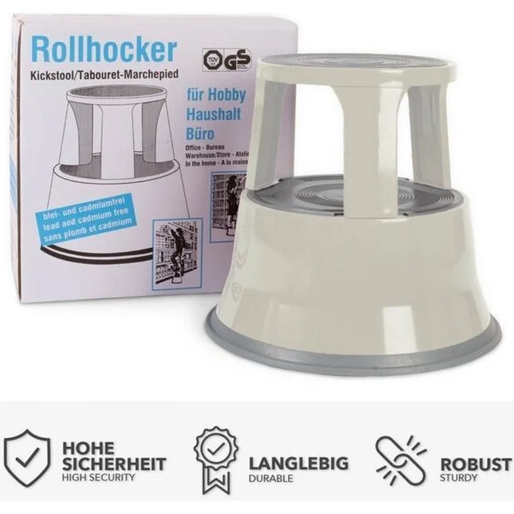 Karat Tritthocker Elefantenfuß, 4 Farben Rollhocker, Hocker, Sitzfläche ohne Lehne, Stahl – Bild 4