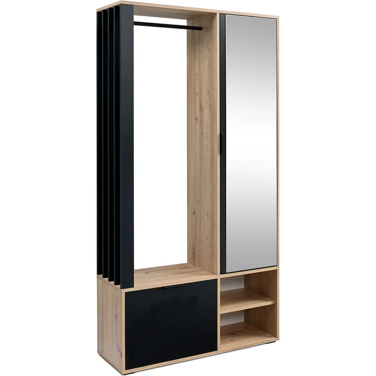 AX LIVING Garderobe Flur Milanoir 100 cm Spiegel Artisan Eiche/Schwarz – Bild 1