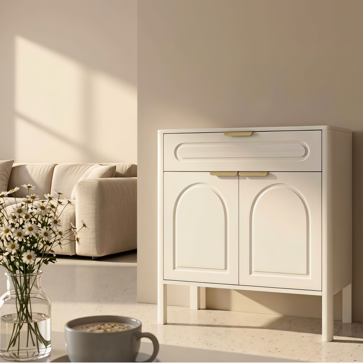 Sideboard 75 x 36 x 78,5 cm in Weiß mit Schublade und zwei Türen