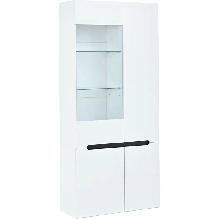 ZUBALIYA Vitrine 80x35 cm mit LED-Beleuchtung mit Sicherheitsgeländer in Weiß, ideale Lösung für kleine Räume, robuste Verarbeitung, langlebige Materialien, einfache Selbstmontage – Bild 14