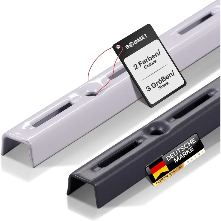 BOOMET Wandregalhalter Wandschienen für Regalsystem 1-reihig, 10-tlg, Weiß 50cm Regalschienen Wandregal Schiene