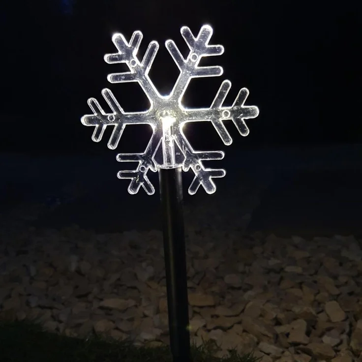 LED-Leuchtstäbe Schneeflocke 5er-Set warmweiß, IP44, Batterie mit Timer – Bild 2
