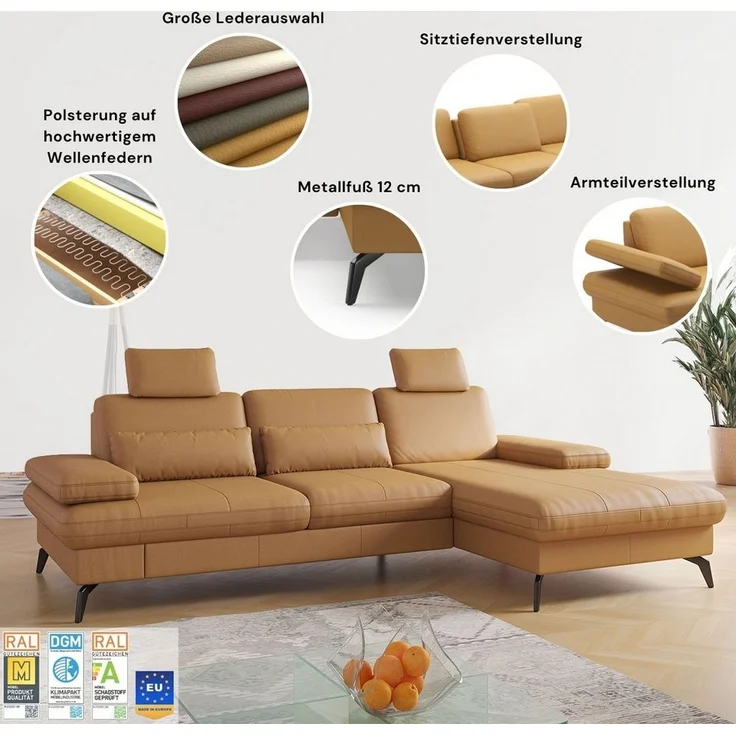 sit&more Wohnlandschaft Morris Jubi U-Form, B: 300 cm, mit Armteilfunktion & 1 Zierkissen, optional Bettfunktion – Bild 2
