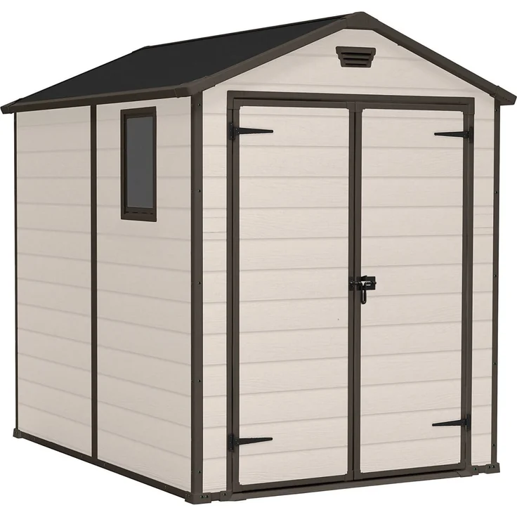 Dmora Gartenhaus Cranbrook, Gartenhütte, Gartenhaus, Werkzeugschuppen, 186x237 h227 cm, Beige – Bild 1