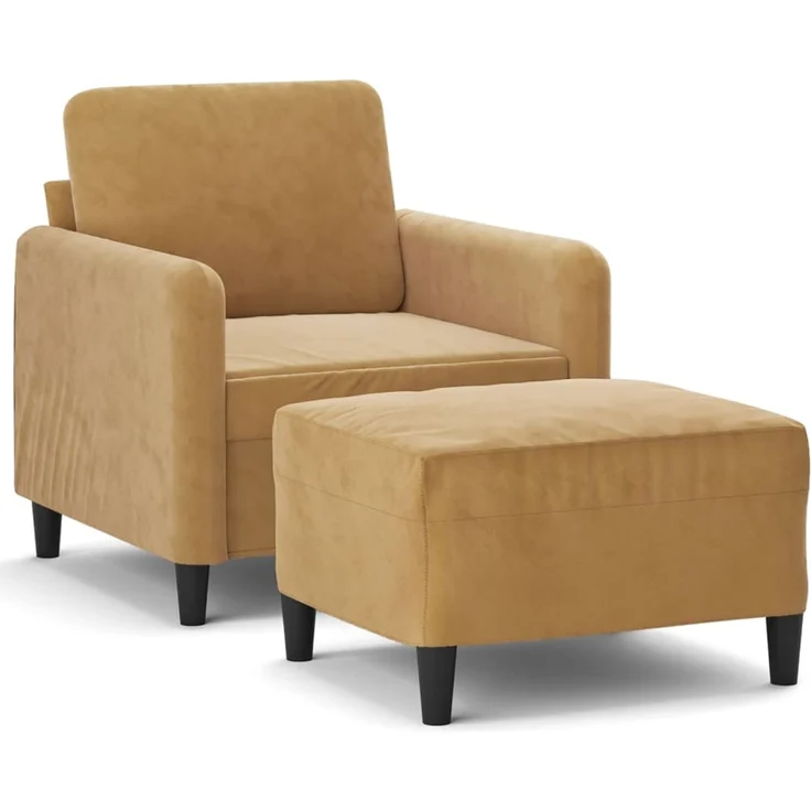 vidaXL Sessel mit Hocker Braun 60 cm Samt 3201171 – Bild 1