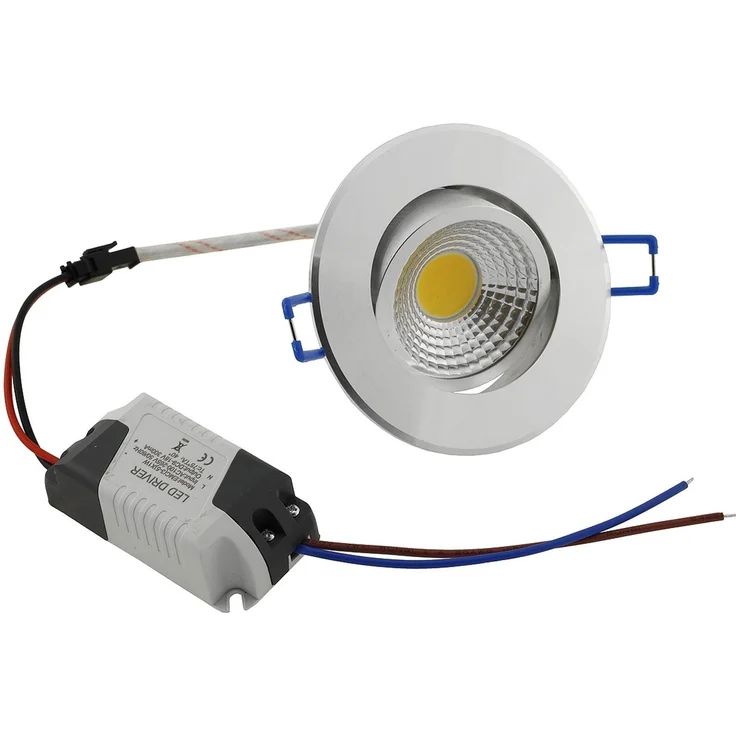 LED-Einbauleuchte "COB-5", 5W, 420lm ALU, 3000K, 75°, Ø85xT47mm, Rahmen chrom – Bild 4
