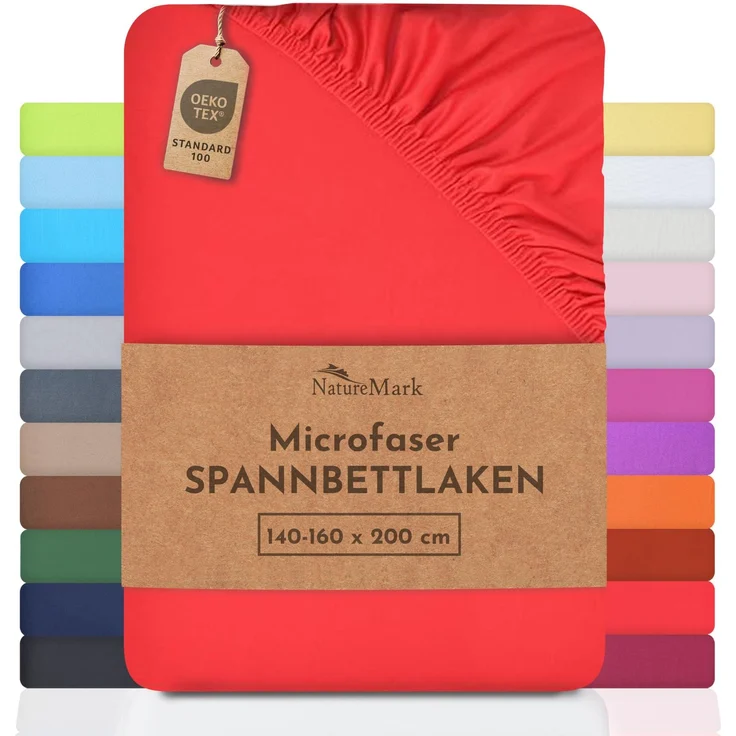 NatureMark - Mikrofaser SPANNBETTLAKEN zum Sparpreis! viele Größen und Farben Markenware (140x200-160x200 cm, rot)