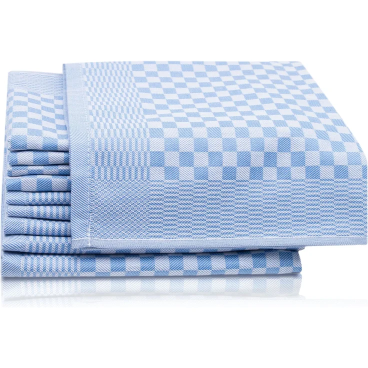 ZOLLNER 10er Set Geschirrtücher, 100% Baumwolle, 46x70 cm, saugstark, blau kariert – Bild 1