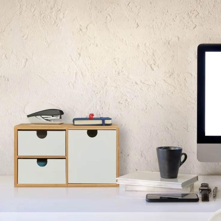 Schubladenbox Bambus & MDF 3 Fächer 10039330 – Bild 2