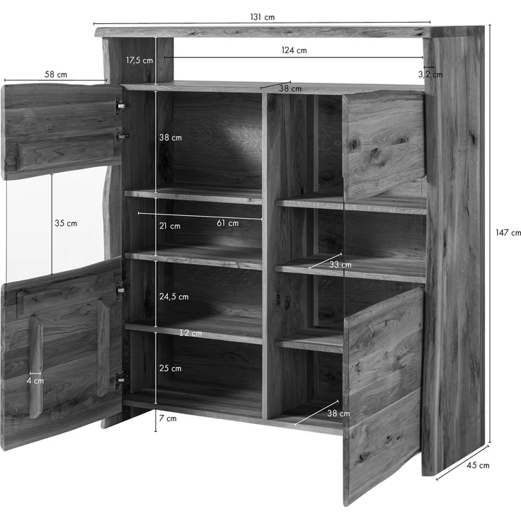Highboard Wildeiche 131x45x147 natur geölt PURE OAK #105 – Bild 8