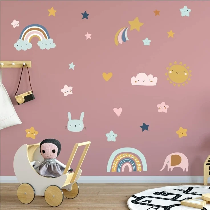 Sunnywall Wandtattoo Wandsticker - Baby Elements - Wandtattoo Kinderzimmer Baby (6 St), konturgeschnitten – Bild 3