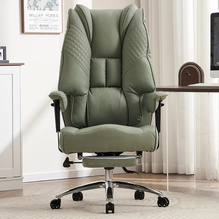 Bürostuhl Ergonomisch mit Hoher Rückenlehne und Verstellbaren Armlehnen PU Leder – Bild 8