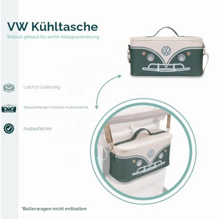 Wonderfold VW-Kühltasche für VW Volkswagen KinderVan, isolierte Kühltasche mit Schultergurt und praktischem Gurt-System, 41,9 cm x 16,5 cm x 21,6 cm – Bild 3