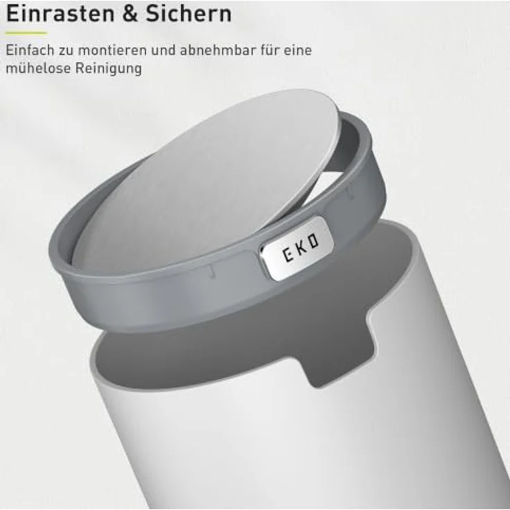 EKO Mini Tischmülleimer mit Schwingdeckel, 1,5 Liter Kosmetikeimer, kleiner Schreibtisch-Mülleimer, runder Tischabfalleimer für Büro, Bad, Schreibtisch, Schlafzimmer (Grau) – Bild 6