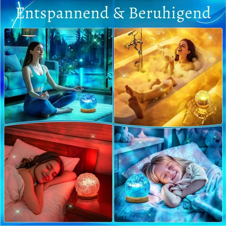 Vivitar LED Nachtlicht Aurora-Kristalllampe 18 Farben, Stimmungsbeleuchtung für Schlafzimmer, Partybeleuchtung, Geschenk für Kinder und Erwachsene zu Weihnachten und Geburtstagen, moderne, vielfältige Lichtmuster, Meereswellen-Projektor, Nordlicht-Proj... – Bild 4