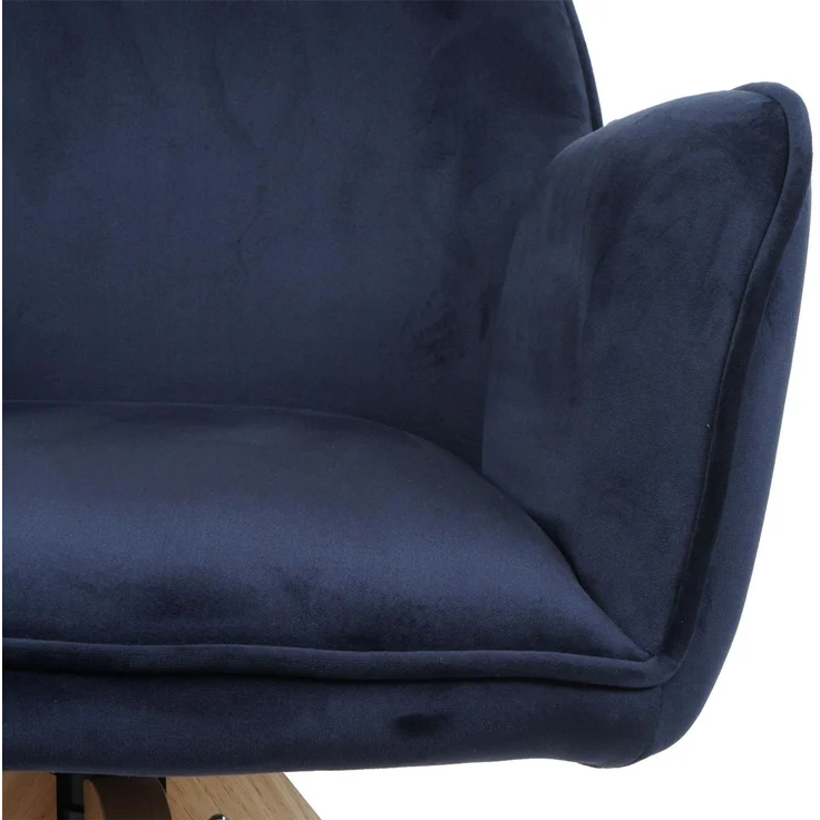 6er-Set Esszimmerstuhl HWC-G67, Esstischstuhl Küchenstuhl mit Armlehne, drehbar Holz Samt 320 g/m² MVG ~ anthrazit-blau – Bild 6