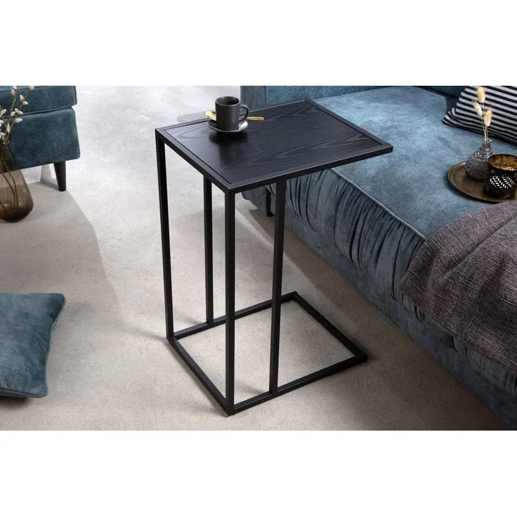 riess-ambiente Beistelltisch SLIM LINE 65cm schwarz (Einzelartikel, 1-St), Wohnzimmer · Esche-Optik · Metall · Laptoptisch · Industrial – Bild 4