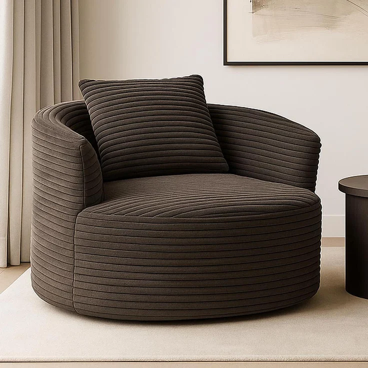 Sessel HWC-P18, Loungesessel Relaxsessel Polstersessel Cocktailsessel, Stoff/Textil Cord (370g/m²) ~ braun – Bild 1