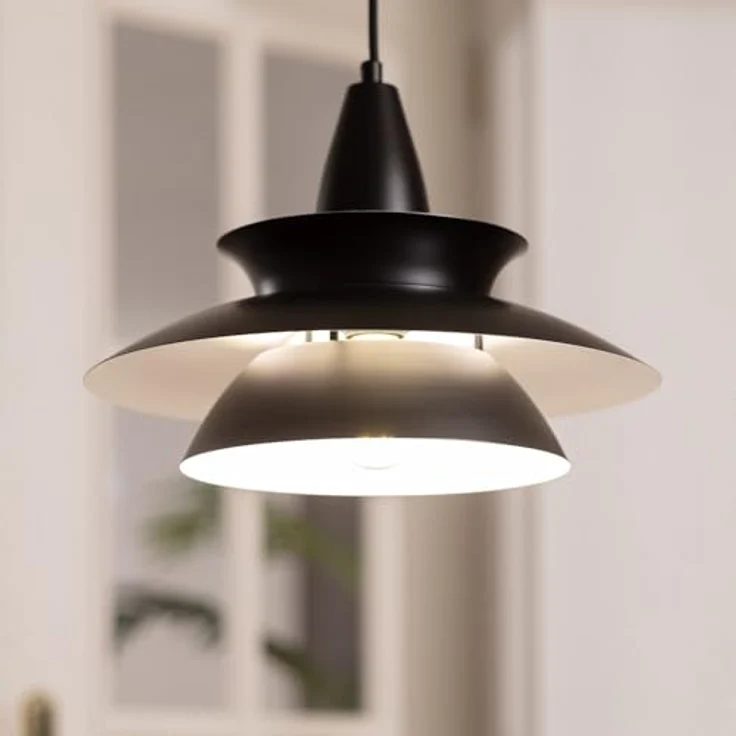 LEDKIA LIGHTING Pendelleuchte Ballnew, Metall Schwarz, E27, höhenverstellbar, 170 cm hoch, Ø 34 cm – Bild 2