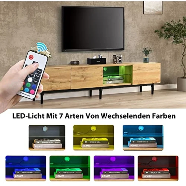 FurnitureR TV-Lowboard mit 2 Türen & offenem Fach, modernes Holz-Weiß-Design für Wohnzimmer & Medienbereich – Bild 2