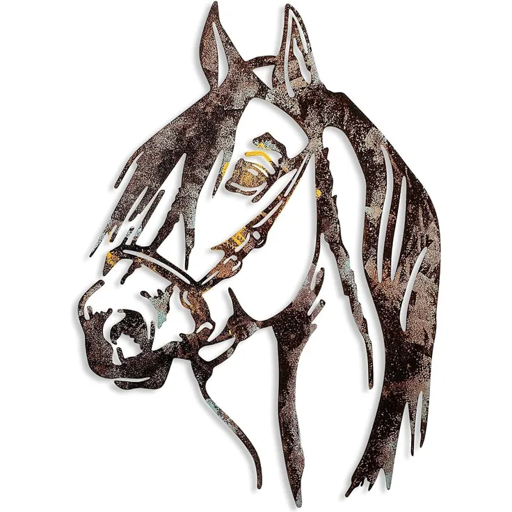 Wallity 'Horse - 2' Dekoratives Wandaccessoire aus Metall, Mehrfarbig, 53 x 38 cm