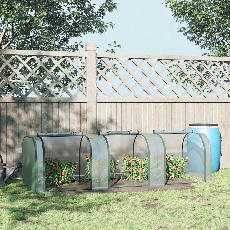 Tunnelgewächshaus aus transparentem PVC und Stahl mit Flügeltüren, 295.0×100.0×80.0cm, Transparent, MELAYR – Bild 3