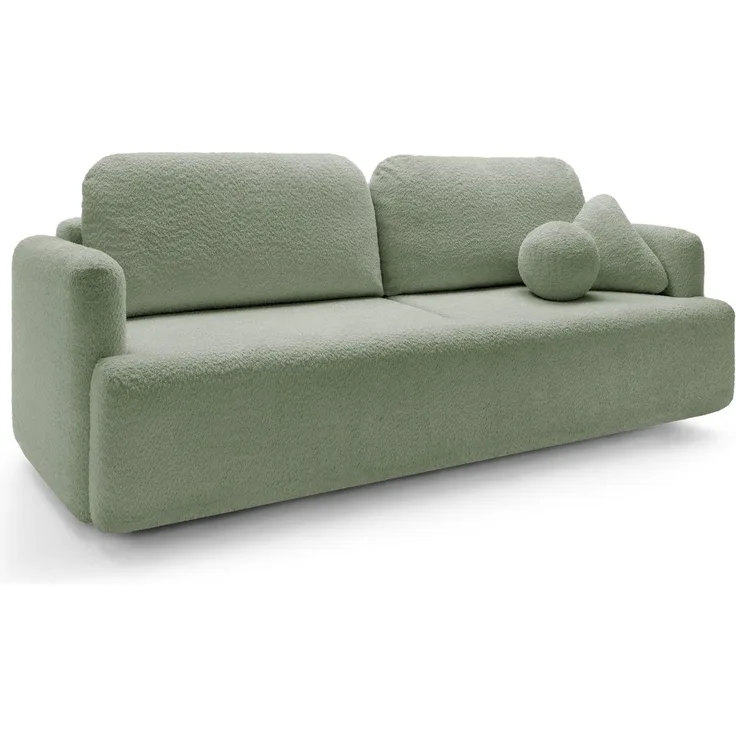Selsey 'Lambina' 3-Sitzer Sofa mit Schlaffunktion und Bettkasten, Bouclé, Salbeigrün