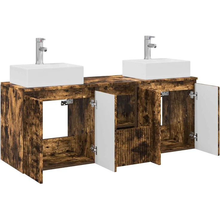 vidaXL Badezimmerschrank-Set 3 stk. Geräucherte Eiche 3405652 – Bild 4