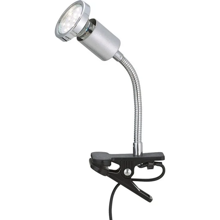 LED Klemmleuchte, chrom, titanfarben, Flexo-Arm, H 22 cm