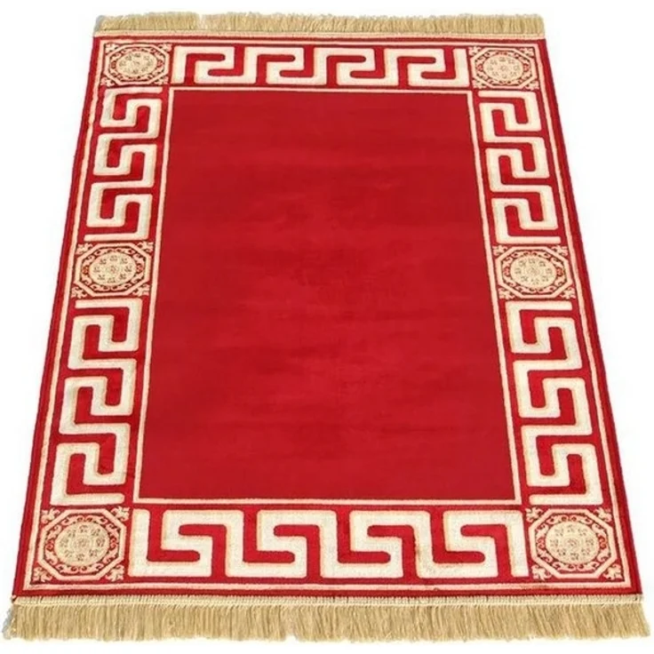 Belle Arti Teppich Luxus Teppich Wohnzimmer Flur Teppich Läufer Mäander Muster, Rechteckig, schwarz beige rot gold rund oval rutschfest flauschig Fransen – Bild 2