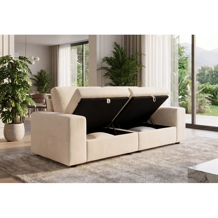 HOMAVO Ecksofa L-förmiges Ecksofa,Modulares Sofa, Inklusive Zierkissen, Großzügiger Stauraum,Abziehbarer und waschbarer Bezug, Chenille-Stoff – Bild 4