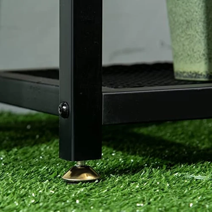 Outsunny Pflanzentreppe mit 4 Regalen, Wetterbeständig, Blumentreppe (Pflanzenregal, 1 St, Blumenständer), für Garten, Balkon, Schwarz – Bild 6