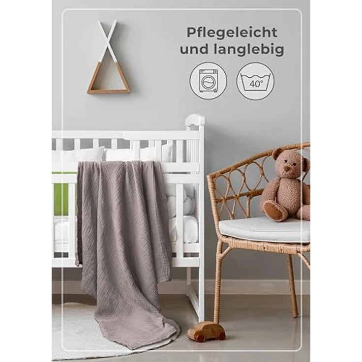 Babydecke Premium Musselin Babydecke 4-lagige Decke aus 100% Baumwolle, Laynenburg, Musselin Babydecke, Kuscheldecke oder Schlafdecke, Pucktuch, Spucktuch – Bild 8
