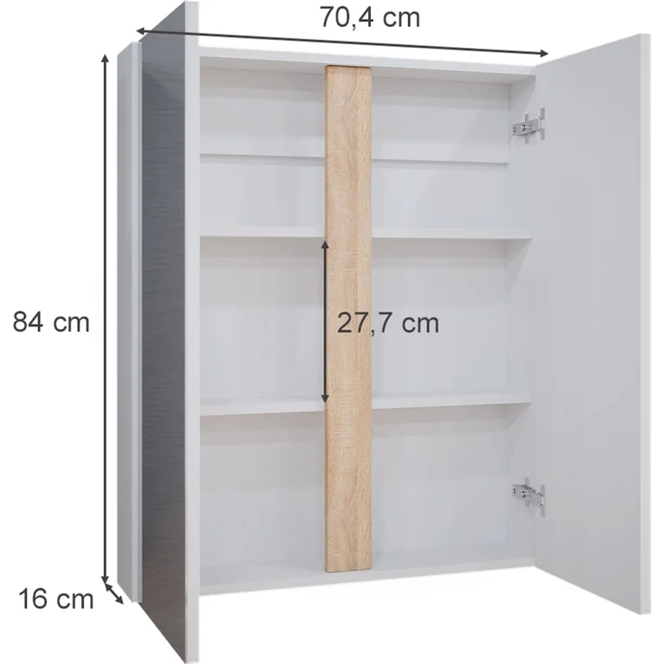 Badspiegelschrank Gloria Weiß 70.4 x 84 cm mit 2 Türen Vicco – Bild 3