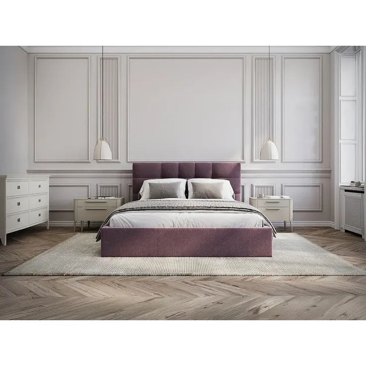 Vente-unique - ELIAVA Bett Stoff Rot - B 213 cm x H 106 cm x L 190 cm – Bild 3