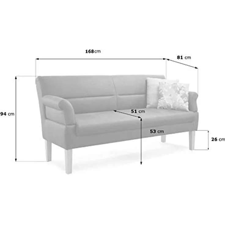 CAVADORE 2,5-Sitzer Küchensofa Kira / Sitzbank für Küche, Esszimmer oder Wohnküche inkl. Armteilverstellung / Leichte Fleckenentfernung dank Soft Clean / 168 x 94 x 81 / Flachgewebe: Weinrot – Bild 4