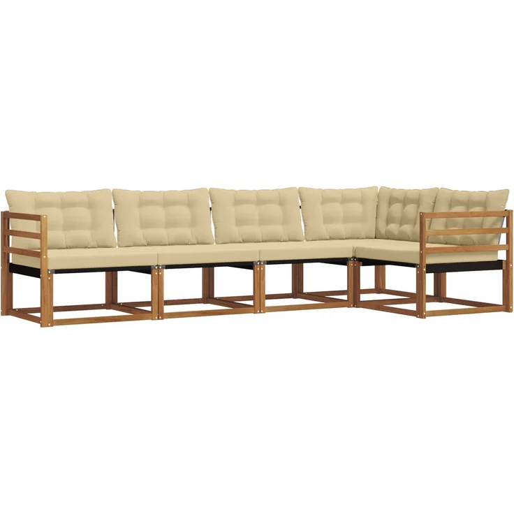 vidaXL Outdoor-Sofagarnitur 5 stk. 5-Sitzer Natur und Beige 3369448 – Bild 2