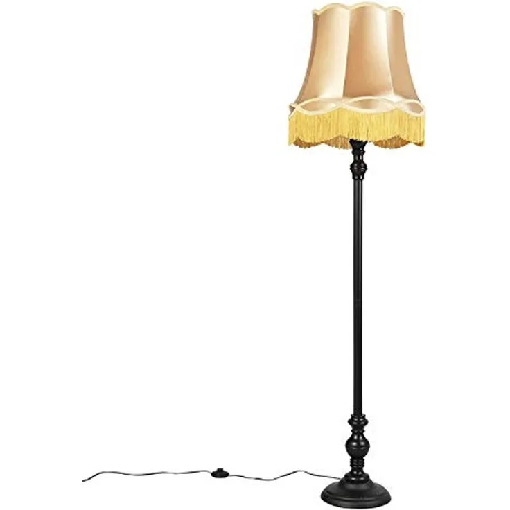 Qazqa Stehlampe Classico, ohne Leuchtmittel, Warmweiß, QAZQA Stehlampe, e27, Gold, Textil, classic-antique