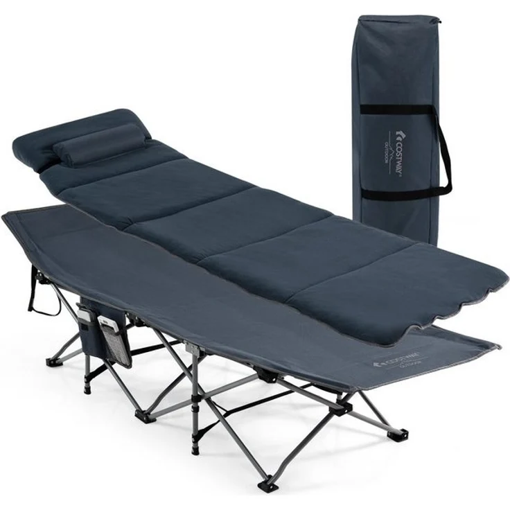 COSTWAY Feldbett Campingbett klappbar, mit Matratze & Kissen – Bild 4