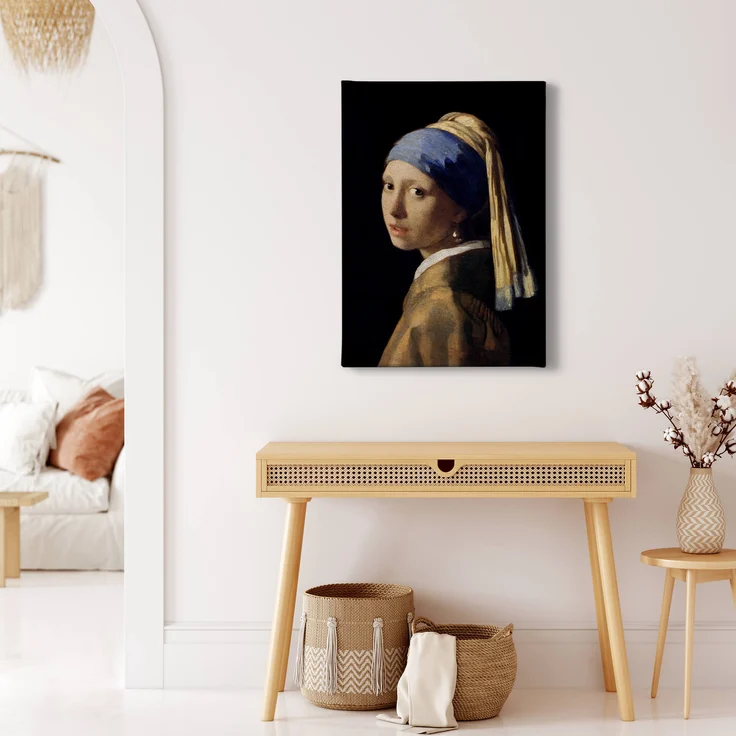 Leinwandbild Frau Schwarz Beige Blau 50x70 DD123153 Keilrahmen Wandbild Leinwand – Bild 2