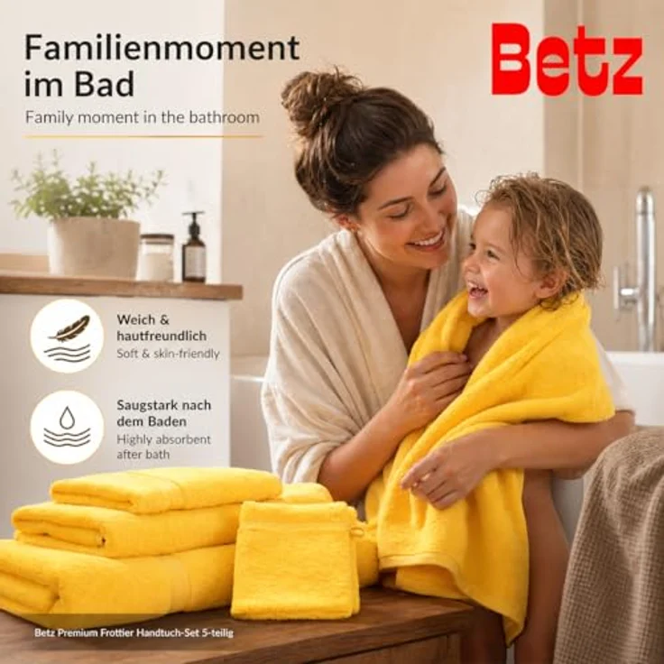 Betz Handtuch Set 5-TLG. Premium 1 Duschtuch 2 Handtücher 1 Gästetuch 1 Waschhandschuh, 100% Baumwolle – Bild 6