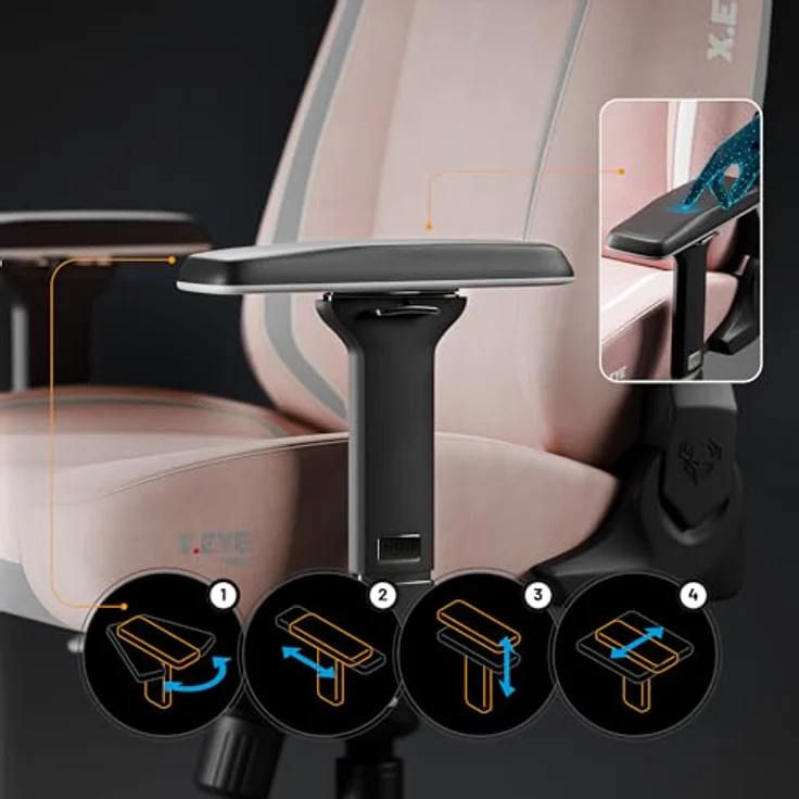 Diablo Ergonomischer Gaming Stuhl Stoff X.Eye Prime Pc Stuhl mit Magnet-Kopfstütze Gaming Sessel Kühlfunktion Gaming Stuhl Ergonomisch Strapazierfähiger Stoff Gaming Chair 140 kg Akira Pink – Bild 9