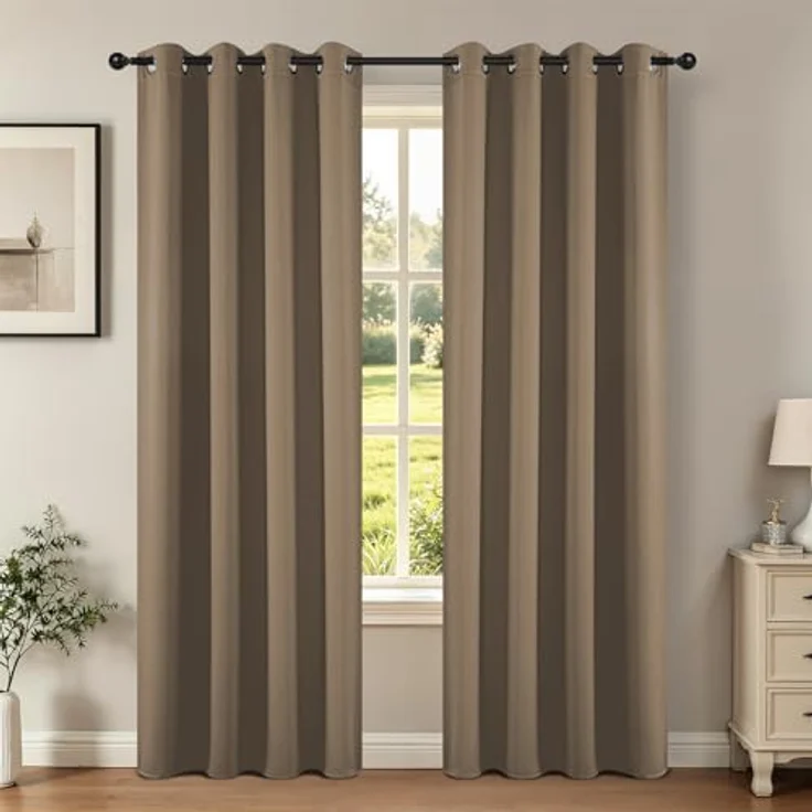 Joydeco Verdunkelungsvorhänge, 2 Paneele, thermische Isolierung, Raumverdunkelung, mit Ösen, für Weihnachten, Wohnzimmer, Schlafzimmer, Fenster, Länge ca. 300 cm – Bild 1