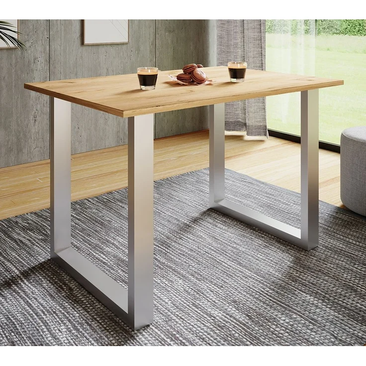 VCM Esstisch Xona 919667 Silber / Honig-Eiche H. 76 x B. 140 x T. 50 cm – Bild 2
