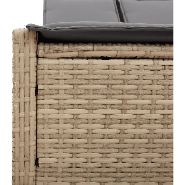 vidaXL Doppel-Sonnenliege mit Auflagen Beige Poly Rattan 368631 – Bild 6