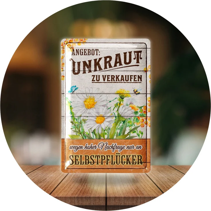 LANOLU Blechschild Unkraut zu Verkaufen - 20x30cm – Metall – Mehrfarbig – 20211 – Bild 6